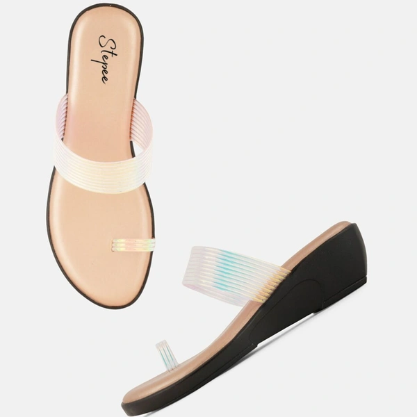 Stepee Trendy & Fancy Elegant Look Slip on One Toe Ring Style Wedge Sandal for Women - 38, Sultan