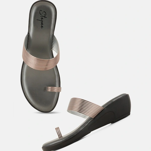 Stepee Trendy & Fancy Elegant Look Slip on One Toe Ring Style Wedge Sandal for Women - 38, Gray