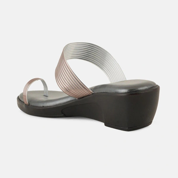 Stepee Trendy & Fancy Elegant Look Slip on One Toe Ring Style Wedge Sandal for Women - 38, Gray