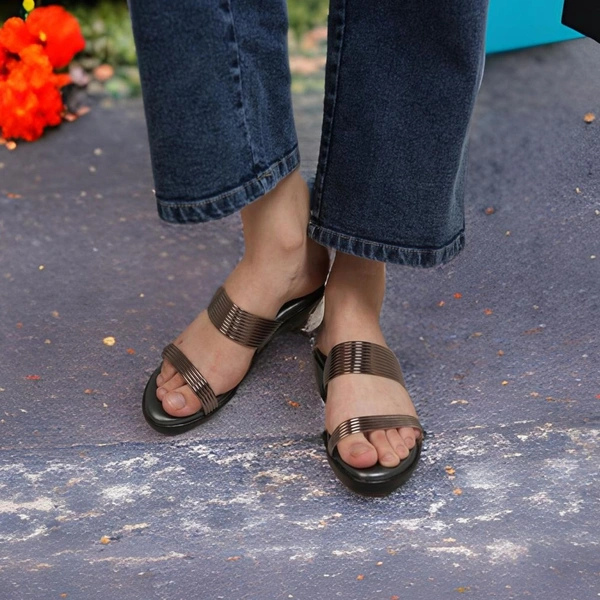 Stepee Trendy & Fancy Elegant Look Open Toe Slip on Style Wedge Sandal for Women - 40, Gray