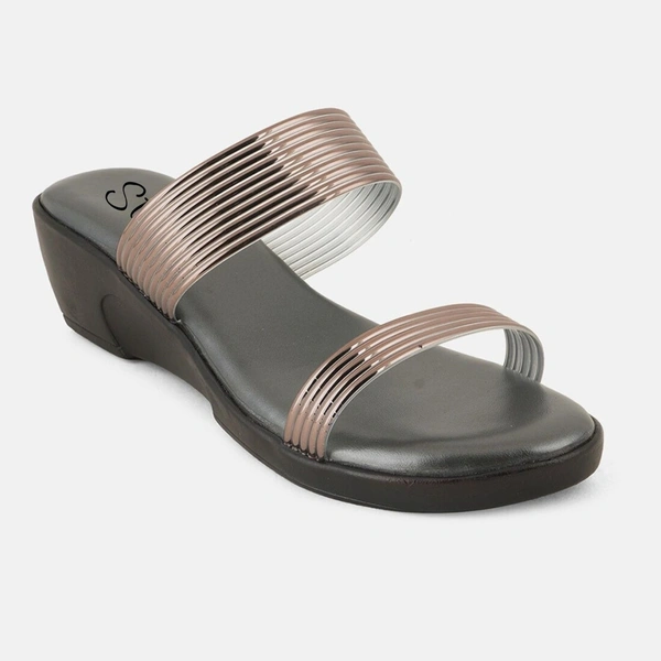 Stepee Trendy & Fancy Elegant Look Open Toe Slip on Style Wedge Sandal for Women - 40, Gray