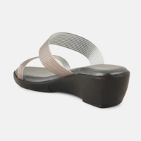 Stepee Trendy & Fancy Elegant Look Open Toe Slip on Style Wedge Sandal for Women - 40, Gray
