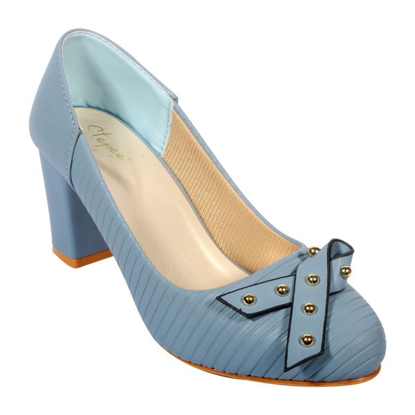 Blue pumps block discount heel