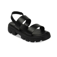 Stepee Stylish & Trendy Open Toe Flatform Heels with Backstrap Fashion Floater Sandal for Women - 36, Black