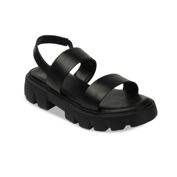 Stepee Stylish & Trendy Open Toe Flatform Heels with Backstrap Fashion Floater Sandal for Women - 36, Black