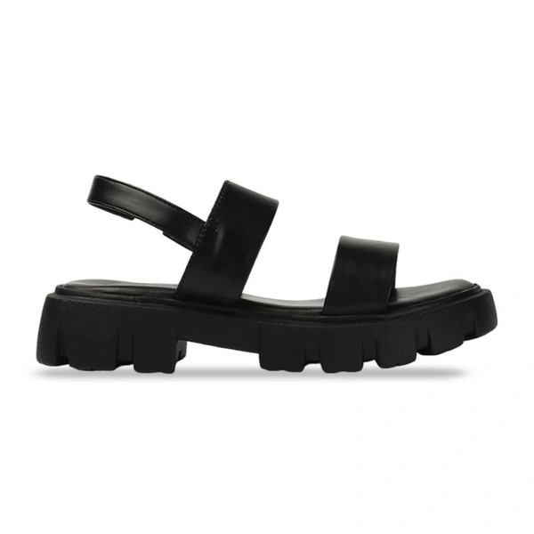 Stepee Stylish & Trendy Open Toe Flatform Heels with Backstrap Fashion Floater Sandal for Women - 36, Black