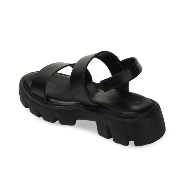 Stepee Stylish & Trendy Open Toe Flatform Heels with Backstrap Fashion Floater Sandal for Women - 36, Black