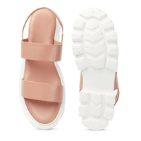 Stepee Stylish & Trendy Open Toe Flatform Heels with Backstrap Fashion Floater Sandal for Women - 36, Peach