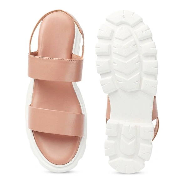 Stepee Stylish & Trendy Open Toe Flatform Heels with Backstrap Fashion Floater Sandal for Women - 36, Peach