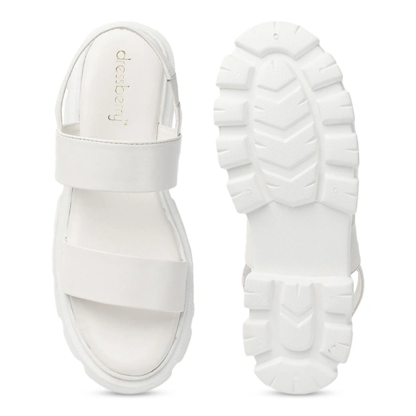 Stepee Stylish & Trendy Open Toe Flatform Heels with Backstrap Fashion Floater Sandal for Women - 39, White