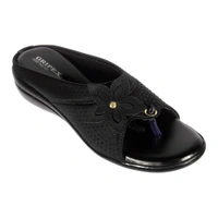 Stepee Classy & Trendy Open Back Slip on Open Toe Wedge Heel Mule Orthopedic Extra Soft and Pain Relief Doctor Slippers Sandal for Women - 40, Black