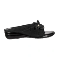 Stepee Classy & Trendy Open Back Slip on Open Toe Wedge Heel Mule Orthopedic Extra Soft and Pain Relief Doctor Slippers Sandal for Women - 40, Black