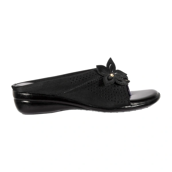 Stepee Classy & Trendy Open Back Slip on Open Toe Wedge Heel Mule Orthopedic Extra Soft and Pain Relief Doctor Slippers Sandal for Women - 40, Black