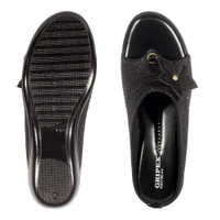 Stepee Classy & Trendy Open Back Slip on Open Toe Wedge Heel Mule Orthopedic Extra Soft and Pain Relief Doctor Slippers Sandal for Women - 40, Black