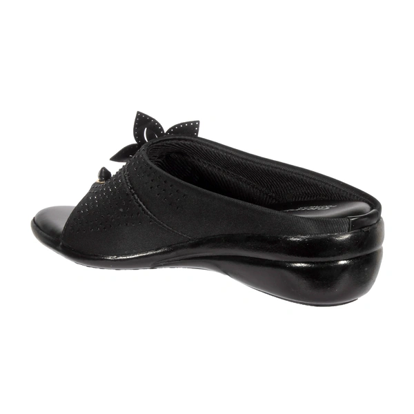 Stepee Classy & Trendy Open Back Slip on Open Toe Wedge Heel Mule Orthopedic Extra Soft and Pain Relief Doctor Slippers Sandal for Women - 40, Black