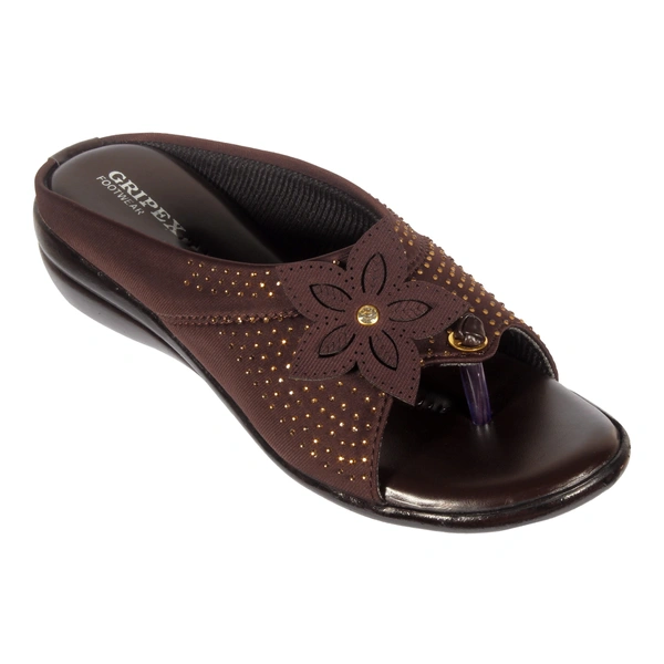 Stepee Classy & Trendy Open Back Slip on Open Toe Wedge Heel Mule Orthopedic Extra Soft and Pain Relief Doctor Slippers Sandal for Women - 38, Brown