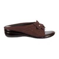 Stepee Classy & Trendy Open Back Slip on Open Toe Wedge Heel Mule Orthopedic Extra Soft and Pain Relief Doctor Slippers Sandal for Women - 38, Brown