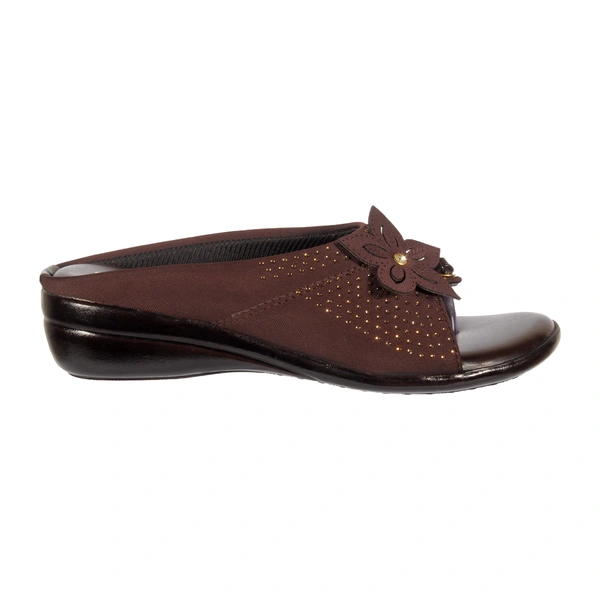 Stepee Classy & Trendy Open Back Slip on Open Toe Wedge Heel Mule Orthopedic Extra Soft and Pain Relief Doctor Slippers Sandal for Women - 38, Brown