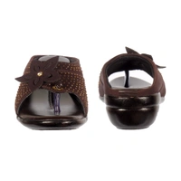 Stepee Classy & Trendy Open Back Slip on Open Toe Wedge Heel Mule Orthopedic Extra Soft and Pain Relief Doctor Slippers Sandal for Women - 38, Brown