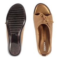 Stepee Classy & Trendy Open Back Slip on Open Toe Wedge Heel Mule Orthopedic Extra Soft and Pain Relief Doctor Slippers Sandal for Women - 39, Tan