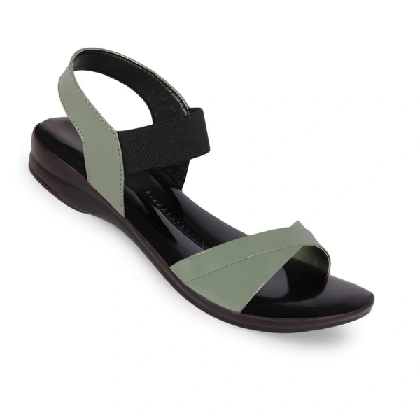 Stepee Trendy & Stylish Backstrap Open Toe Ankle Strap Flats Wedge Sandals for Women - 39, Green
