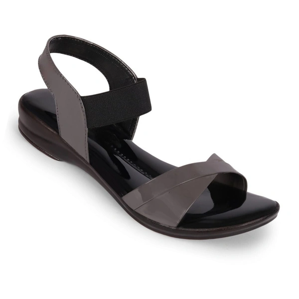 Stepee Trendy & Stylish Backstrap Open Toe Ankle Strap Flats Wedge Sandals for Women - 39, Gray