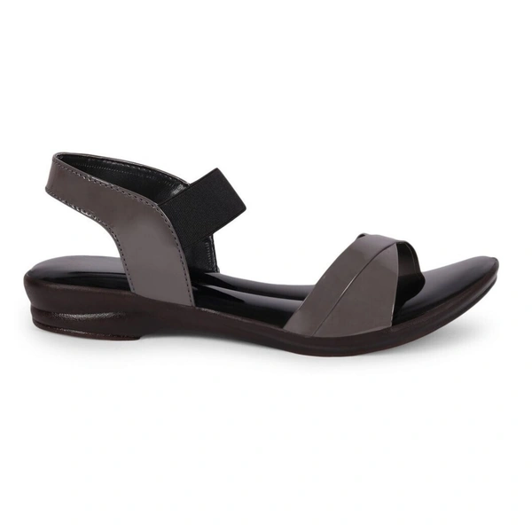 Stepee Trendy & Stylish Backstrap Open Toe Ankle Strap Flats Wedge Sandals for Women - 39, Gray