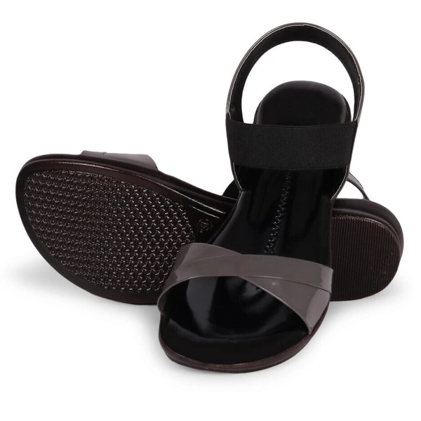 Stepee Trendy & Stylish Backstrap Open Toe Ankle Strap Flats Wedge Sandals for Women - 39, Gray