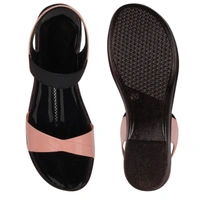 Stepee Trendy & Stylish Backstrap Open Toe Ankle Strap Flats Wedge Sandals for Women - 41, Peach