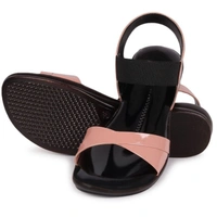 Stepee Trendy & Stylish Backstrap Open Toe Ankle Strap Flats Wedge Sandals for Women - 41, Peach