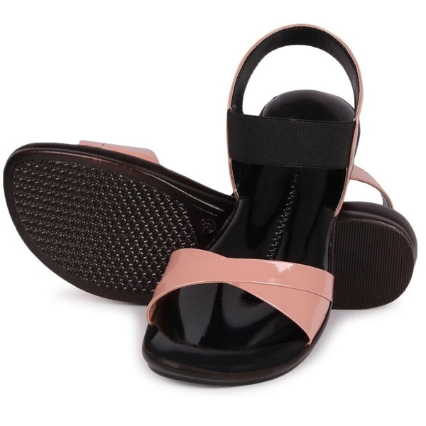 Stepee Trendy & Stylish Backstrap Open Toe Ankle Strap Flats Wedge Sandals for Women - 41, Peach