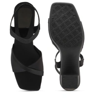Stepee Casual & Stylish Backstrap Open Toe Ankle Strap Party Wear Block Heel Sandal for Women - 40, Black