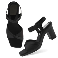 Stepee Casual & Stylish Backstrap Open Toe Ankle Strap Party Wear Block Heel Sandal for Women - 40, Black