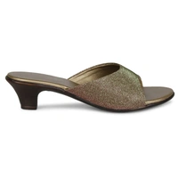 Stepee Trendy Open Back Slip On Open Toe Party Wear Casual Women's Block Heels Sandal - 39, Copper