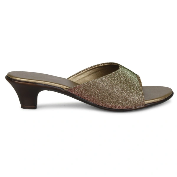 Stepee Trendy Open Back Slip On Open Toe Party Wear Casual Women's Block Heels Sandal - 39, Copper
