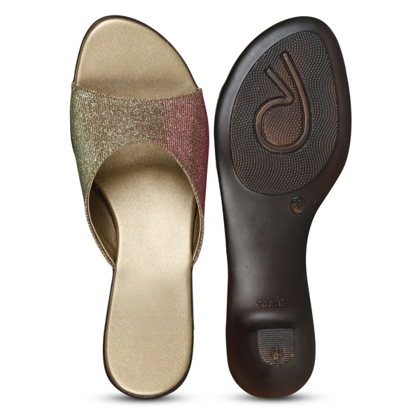 Stepee Trendy Open Back Slip On Open Toe Party Wear Casual Women's Block Heels Sandal - 39, Copper