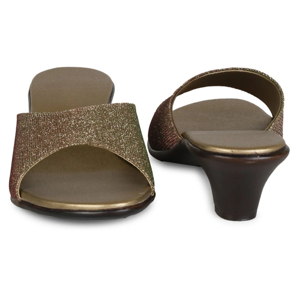 Stepee Trendy Open Back Slip On Open Toe Party Wear Casual Women's Block Heels Sandal - 39, Copper