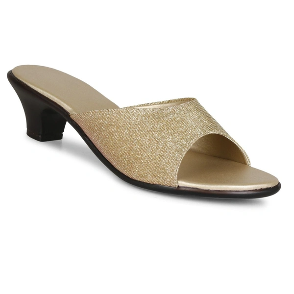 Stepee Trendy Open Back Slip On Open Toe Party Wear Casual Women's Block Heels Sandal - 41, Gold