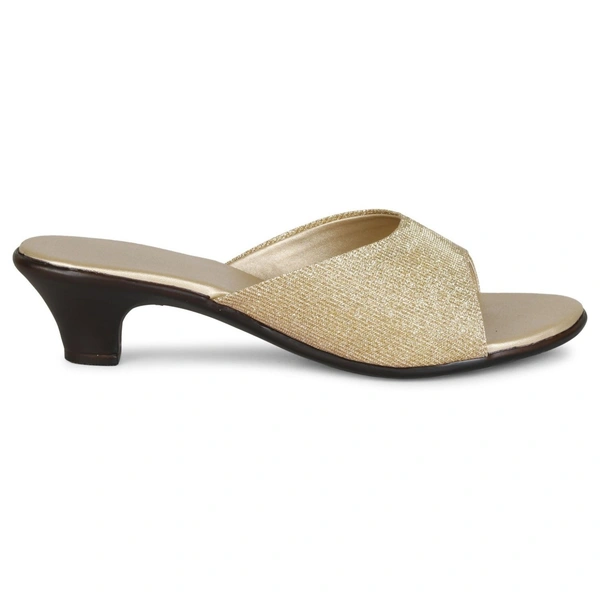Stepee Trendy Open Back Slip On Open Toe Party Wear Casual Women's Block Heels Sandal - 41, Gold