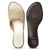 Stepee Trendy Open Back Slip On Open Toe Party Wear Casual Women's Block Heels Sandal - 41, Gold