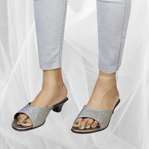 Stepee Trendy Open Back Slip On Open Toe Party Wear Casual Women's Block Heels Sandal - 39, Gray