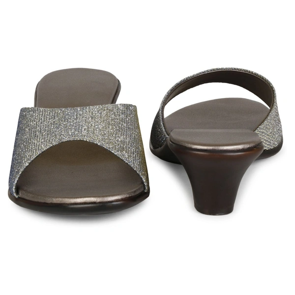 Stepee Trendy Open Back Slip On Open Toe Party Wear Casual Women's Block Heels Sandal - 39, Gray