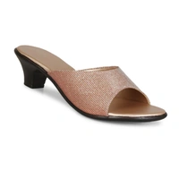 Stepee Trendy Open Back Slip On Open Toe Party Wear Casual Women's Block Heels Sandal - 40, Rose Gold
