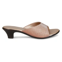 Stepee Trendy Open Back Slip On Open Toe Party Wear Casual Women's Block Heels Sandal - 40, Rose Gold