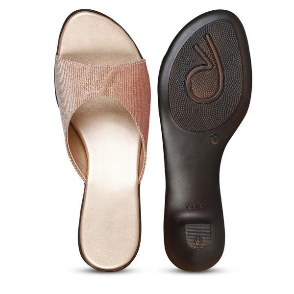 Stepee Trendy Open Back Slip On Open Toe Party Wear Casual Women's Block Heels Sandal - 40, Rose Gold