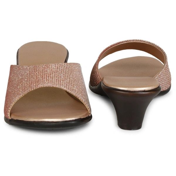Stepee Trendy Open Back Slip On Open Toe Party Wear Casual Women's Block Heels Sandal - 40, Rose Gold