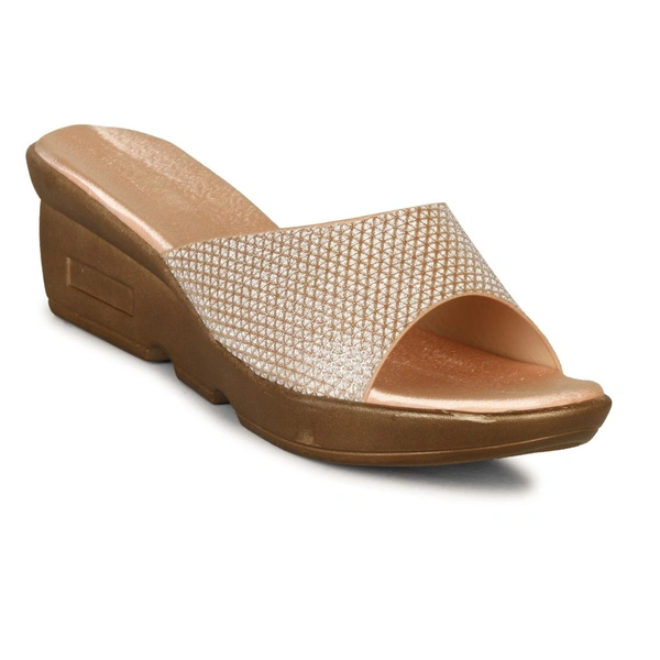 Stepee Trendy Open Back Slip on Open Toe Casual Women's Wedges Sandal - 38, Rose Gold