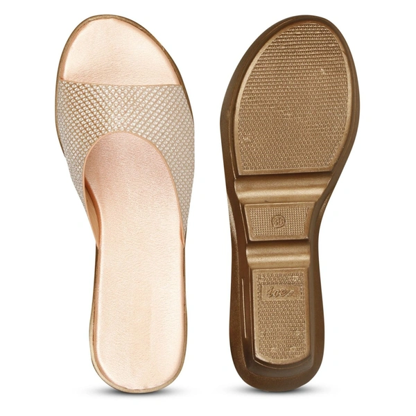 Stepee Trendy Open Back Slip on Open Toe Casual Women's Wedges Sandal - 38, Rose Gold