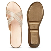 Stepee Trendy Open Back Slip on Open Toe Cross Strap Casual Women's Wedges Sandal - 37, Rose Gold