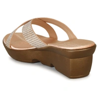Stepee Trendy Open Back Slip on Open Toe Cross Strap Casual Women's Wedges Sandal - 37, Rose Gold